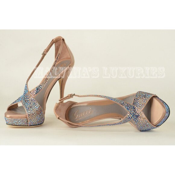 GUCCI SHOES NUDE SOFIA ETOILE CRYSTAL PLATFORM SANDALS sz 39.5 9.5 - Picture 9 of 12